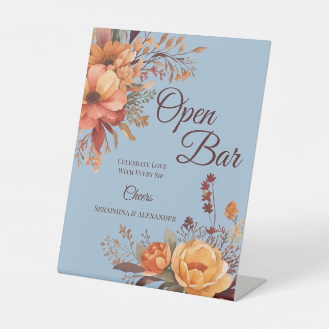 Fall Wasserfarbe Rustikale Blumentablette Sockelschild (Vorderseite)