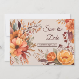 Fall Wasserfarbe Rustikale Flora Save the Date Einladung