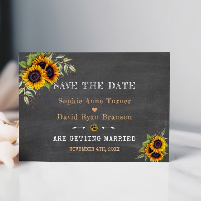 Fall Wasserfarbe Sonnenblumen Chalkboard Hochzeit Save The Date (Von Creator hochgeladen)
