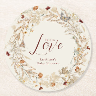 Fall Wasserfarbe Wildblume Kinderdusche Runder Pappuntersetzer