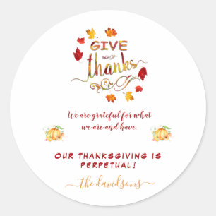 Fall-Wasserfarben-Blätter dank Monogram Runder Aufkleber