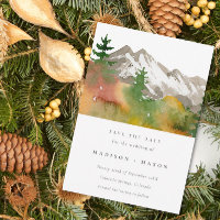 Fall Wasserfarbengebirge Pinienbäume Save the Date