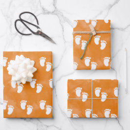 Fall Watercolor Baby Shooting Footprint Muster Geschenkpapier Set