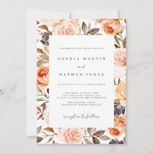Fall Watercolor Burnt Orange Floral Hochzeit Einladung