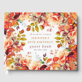 Fall Watercolor Floral 80. Geburtstag Gästebuch