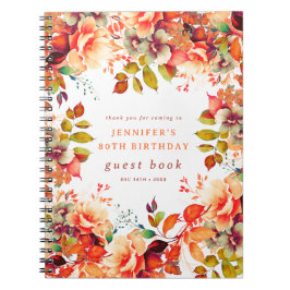 Fall Watercolor Floral 80. Geburtstag Gästebuch Notizblock