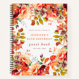 Fall Watercolor Floral 80. Geburtstag Gästebuch Notizbuch