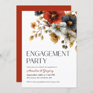 Fall Watercolor Florals Engagement Party Einladung