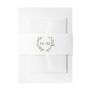 Fall Watercolor Laurel Wreath Monogram Wedding Einladungsbanderole