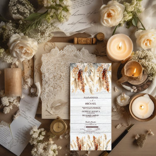 Fall Watercolor Pampas Grass Wedding All In One Einladung