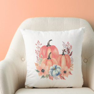 Fall Watercolor Pumpkin Boho Kissen