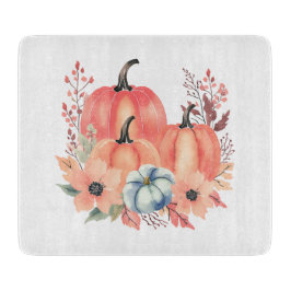 Fall Watercolor Pumpkin Boho Schneidebrett