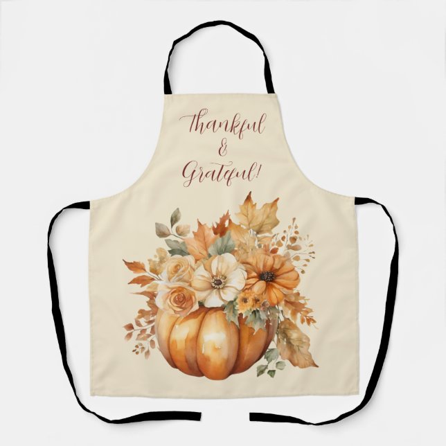 Fall Watercolor Pumpkin Floral Design - Schürze (Vorderseite)