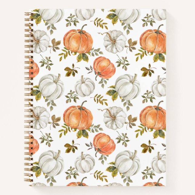 Fall Watercolor Pumpkin Pattern Notizbuch (Vorderseite)