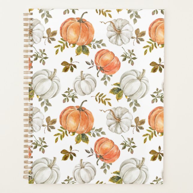 Fall Watercolor Pumpkin Pattern Planer (Vorderseite)
