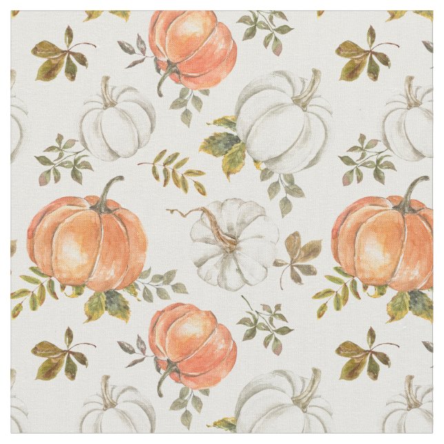 Fall Watercolor Pumpkin Pattern Stoff (Nahaufnahme)