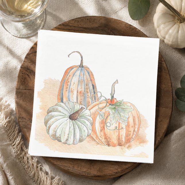 Fall Watercolor Pumpkins Erntedank Serviette (Watercolor Pumpkin Napkins)