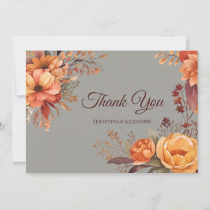 Fall Watercolor Rustic Floral Wedding Vielen Dank Dankeskarte