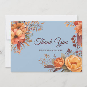 Fall Watercolor Rustic Floral Wedding Vielen Dank Dankeskarte