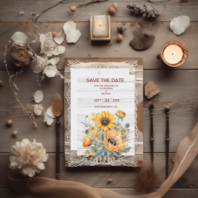 Fall Watercolor Sonnenblumenhochzeit Save The Date (Von Creator hochgeladen)