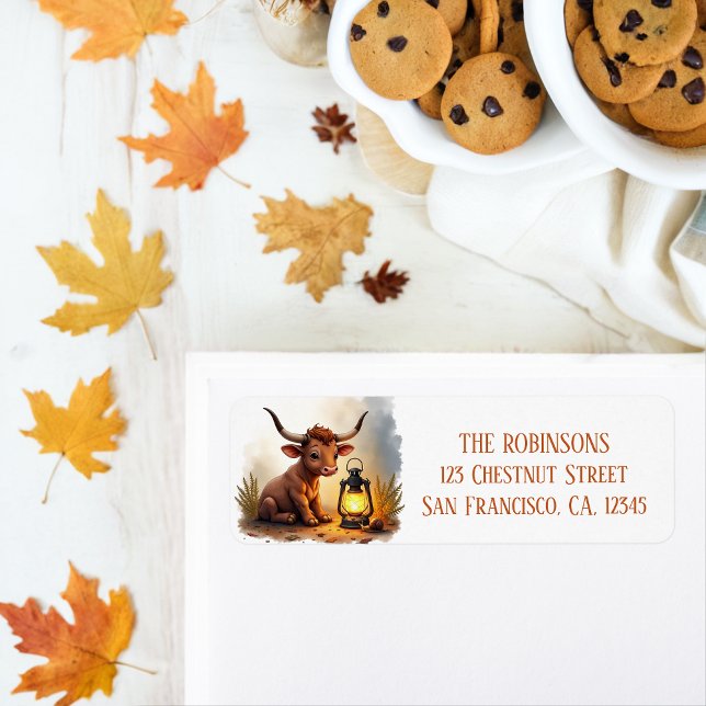 Fall Watercolor Texas Longhorn Calf Lantern (Von Creator hochgeladen)