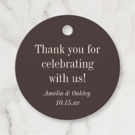Fall Wedding Earthy Brown Round Couple Names Geschenkanhänger