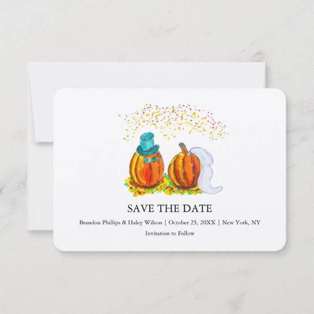 Fall Wedding Pumpkins Save The Date (Vorderseite)