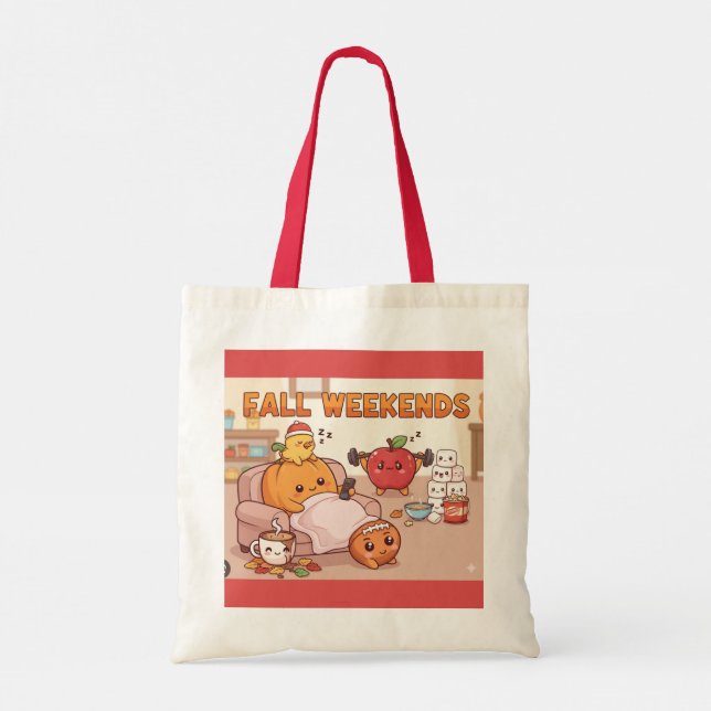 Fall Weekend Tote Bag - Gemütlicher saisonaler Sho Tragetasche (Rückseite)