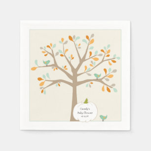 Fall-weiße Kürbis-Babyparty mit Namensdatum Serviette