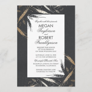 Fall Weizen Gold Foil Effekt Chalkboard Hochzeit Einladung