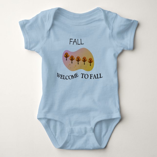 Fall Welcome To Fall Baby Light Blue Bodysuit Baby Strampler (Vorderseite)