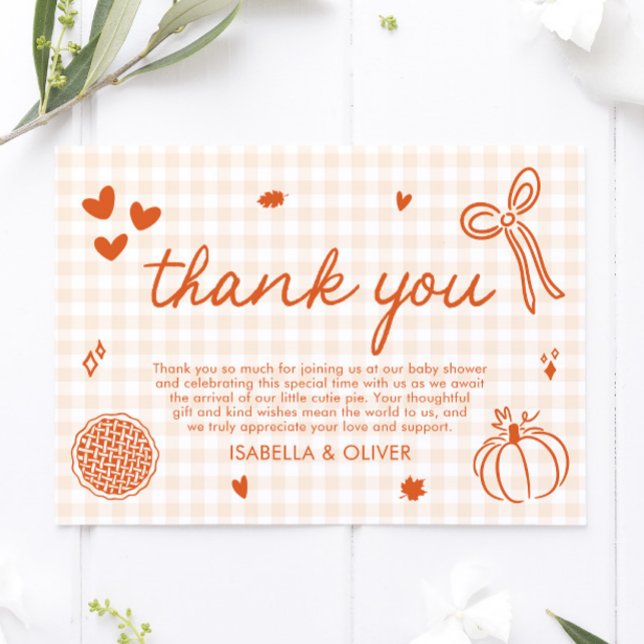 Fall Whimsical ein wenig Süsse Pie Danke Karte (Fall Whimsical A Little Cutie Pie Thank you card)