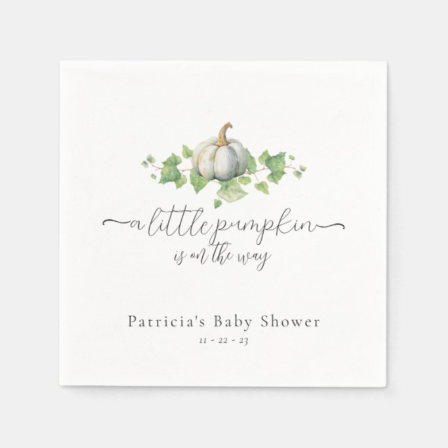 Fall White Pumpkin Baby Dusche Napkins Serviette (Vorderseite)