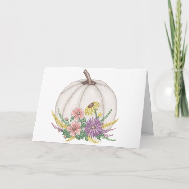 Fall White Pumpkin Karte (Vorderseite)