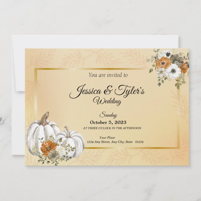 Fall White Pumpkin Roust Hochzeitseinladungen Save The Date (Vorderseite)