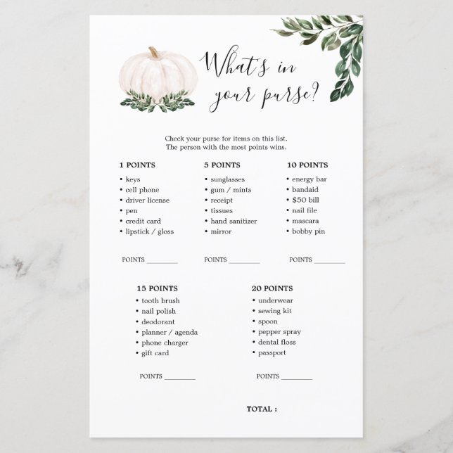 Fall White Pumpkin Was ist in deinem Handspiel (Vorderseite)