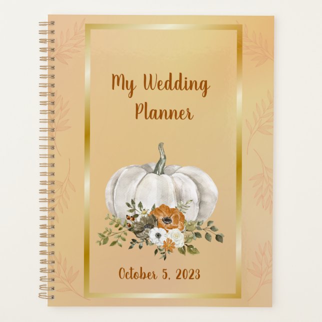 Fall White Pumpkin Wedding Planer (Vorderseite)