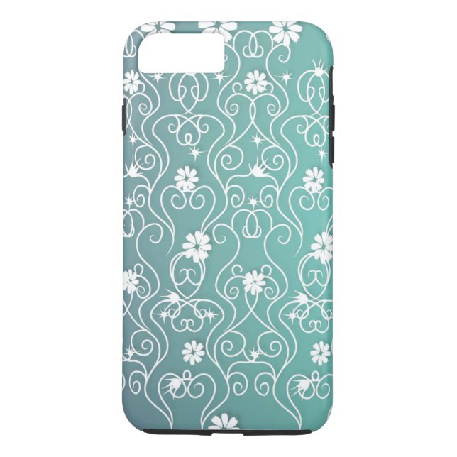 Fall "White Wirbel and Blume iPhone 7" Case-Mate iPhone Hülle (Rückseite)