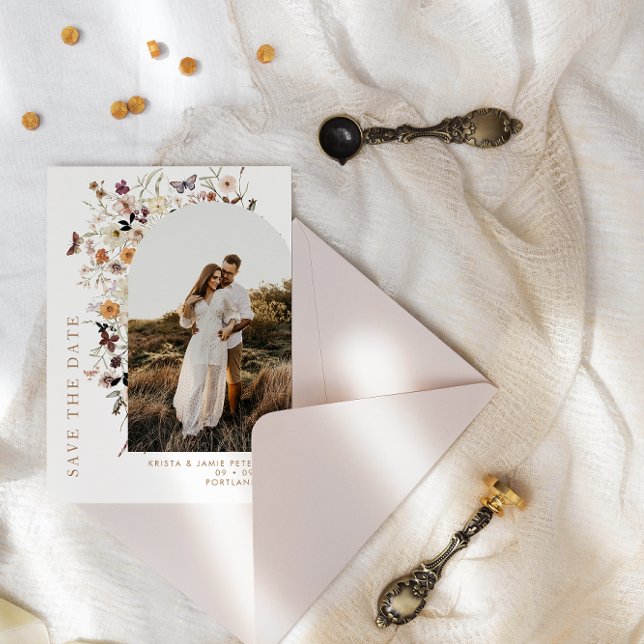 Fall Wild Blume Arch Foto QR Code Hochzeit Save The Date (Von Creator hochgeladen)