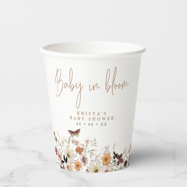 Fall Wild Blume Baby in Bloom Baby Dusche Pappbecher (Vorderseite)