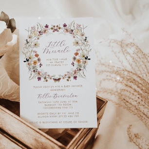 Fall Wild Blume Wreath Little Miracle Babydusche Einladung