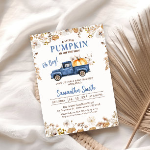 Fall Wildblume Blue Pumpkin Truck Baby Dusche Einladung