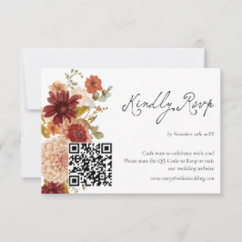 Fall-Wildblume Boho QR-Code Rsvp-Karte RSVP Karte