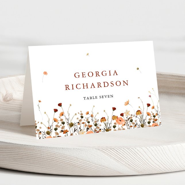 Fall Wildblume Garden Boho Hochzeit Platzkarte Tischnummer (Fall Wildflower Garden Floral Boho Autumn Chic wedding Personalized Guest name place card)