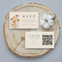 Fall Wildblume Garden Botanische Hochzeit RSVP QR