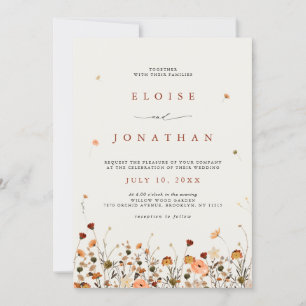 Fall Wildblume Garden Botanischer QR Code Hochzeit Einladung