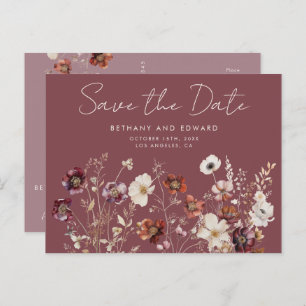 Fall Wildblume Mauve Wedding Save the Date Postkarte