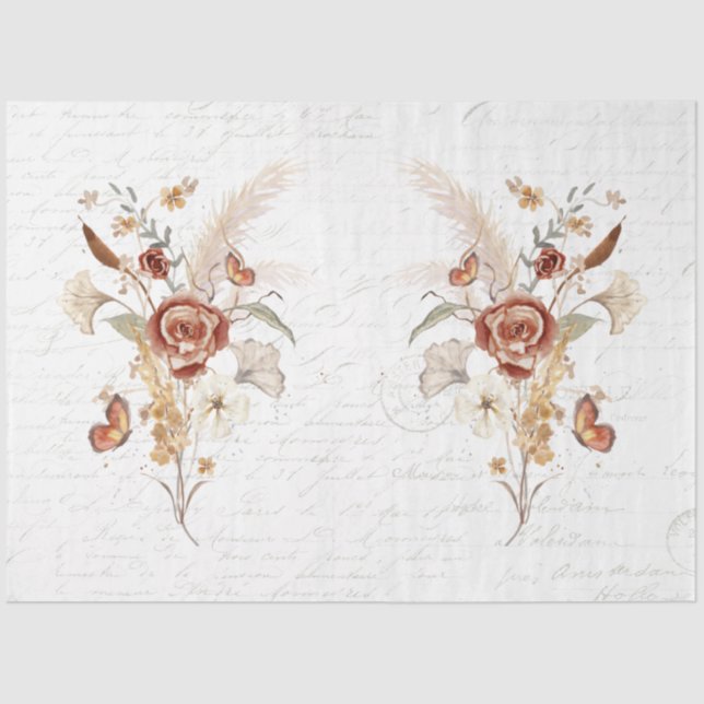 Fall Wildblume Pampas Grass Ephemera Dekoupage Seidenpapier (Vorderseite)