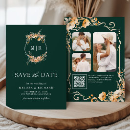 Fall Wildblume Wappen QR Code Emerald Wedding Save The Date