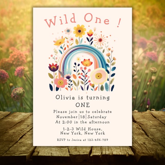Fall Wildblume Wild Ein erster Geburtstag Einladun Einladung (Wild One Birthday Party Invitation)